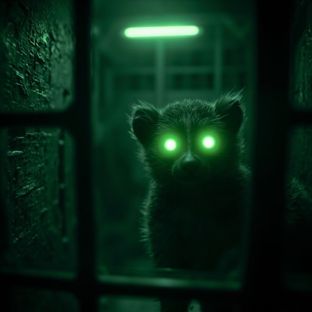 Containment-cell surveillance portrait of The Chrono-Lemur.