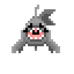 A gray Space Carp with a wide mouth and sharp teeth.